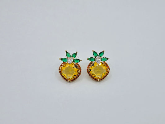 Crystal Tropical Pineapple Stud Earrings