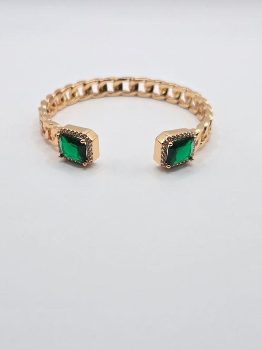 Emerald Gemstone Cuff Bracelet