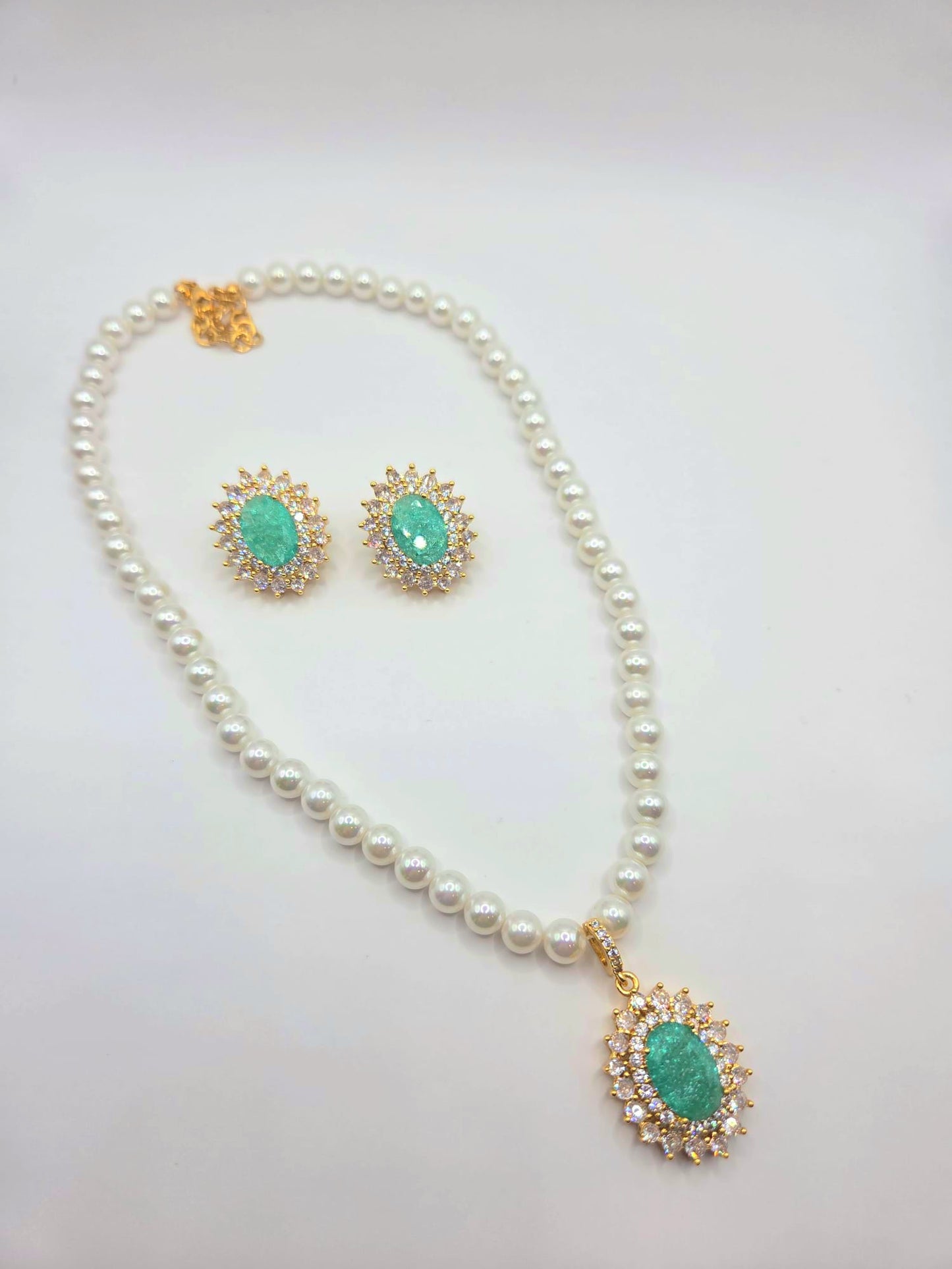Pearl & Gemstone Statement Pendant Set