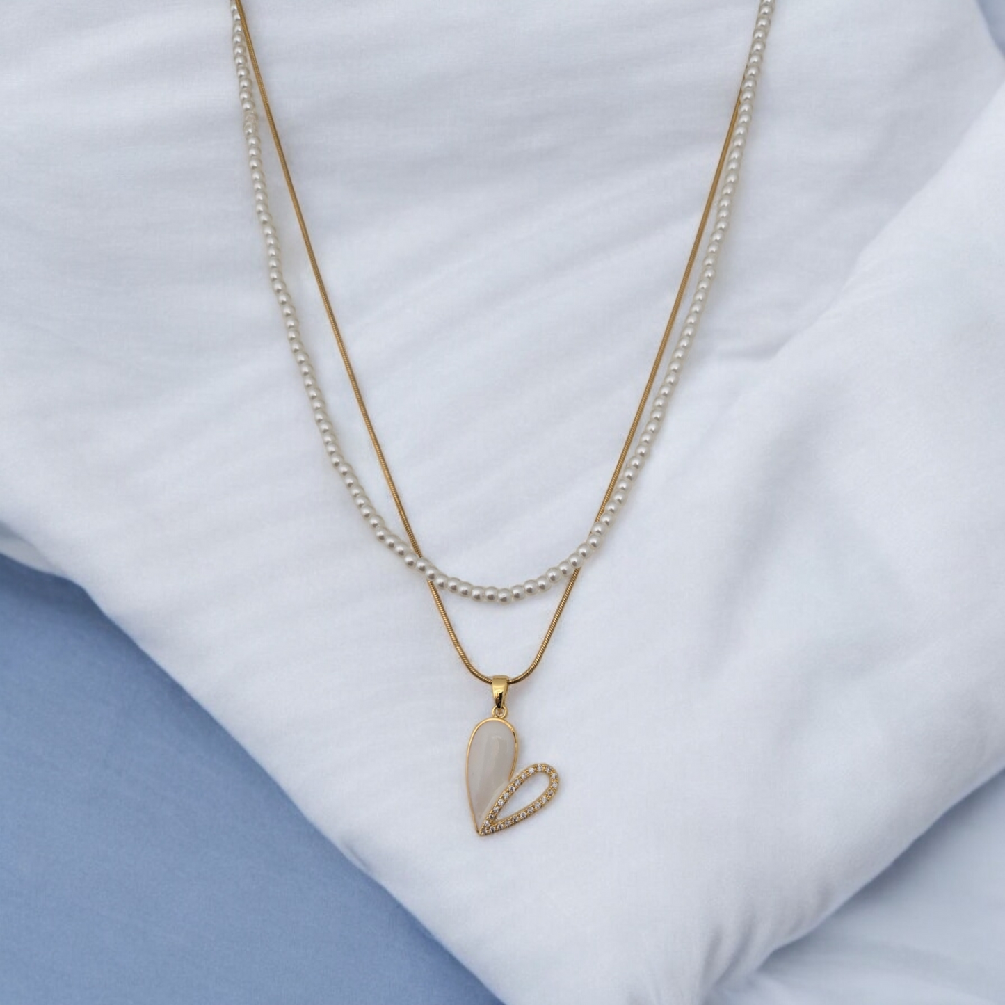 Heart Multilayer Pearls Necklace