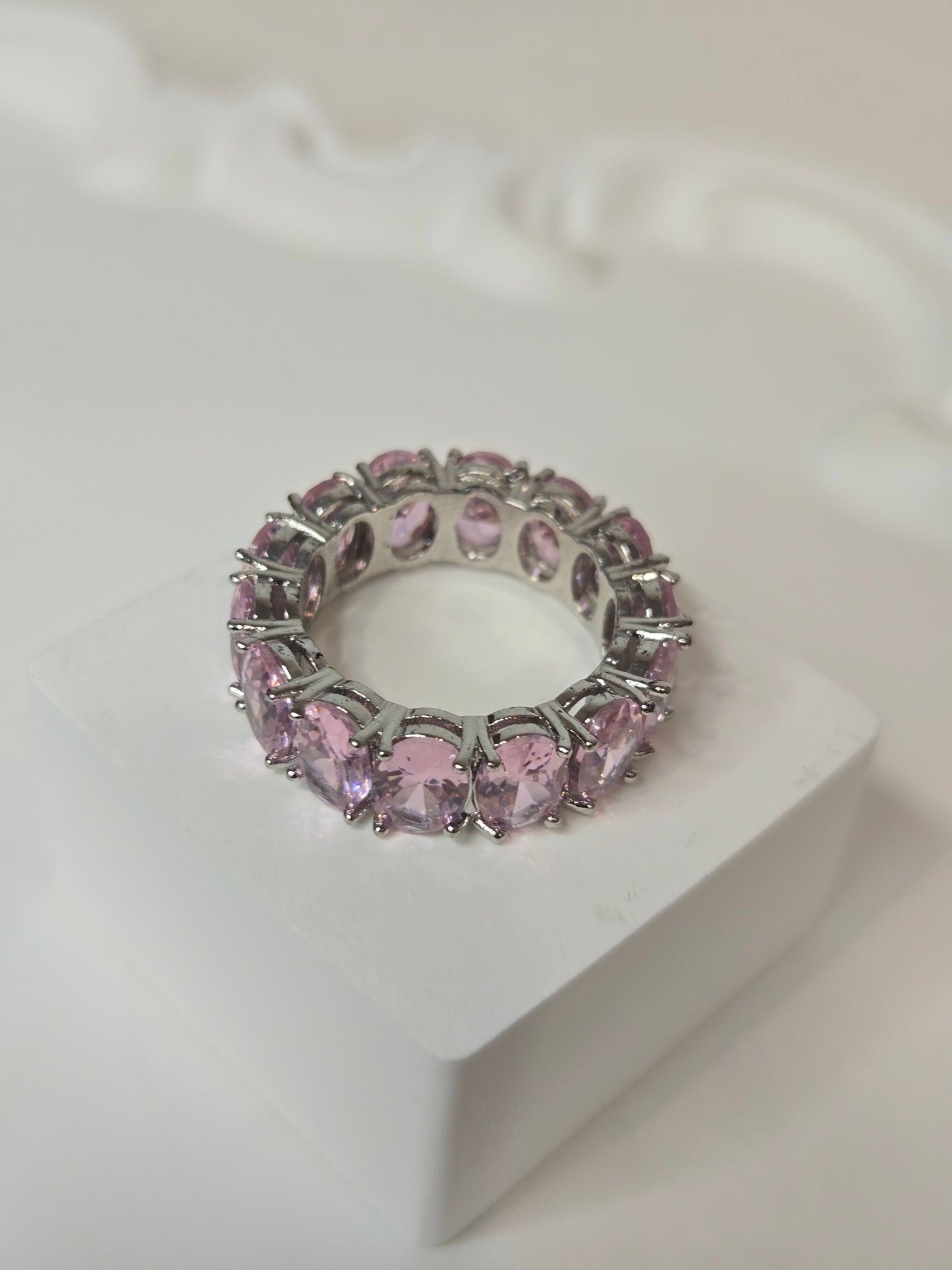 Baguatte cut style Pink Crystal Band Ring