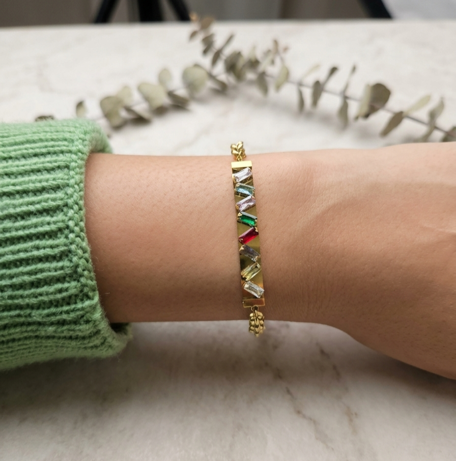 Multi-Jewel Bar Chain Bracelet