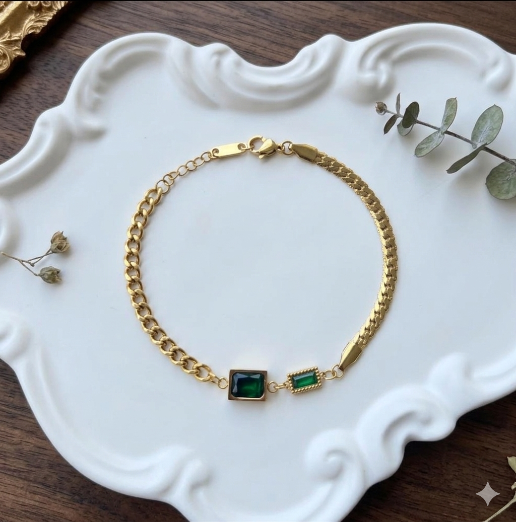 Geometric Cut Dual-Chain Bracelet