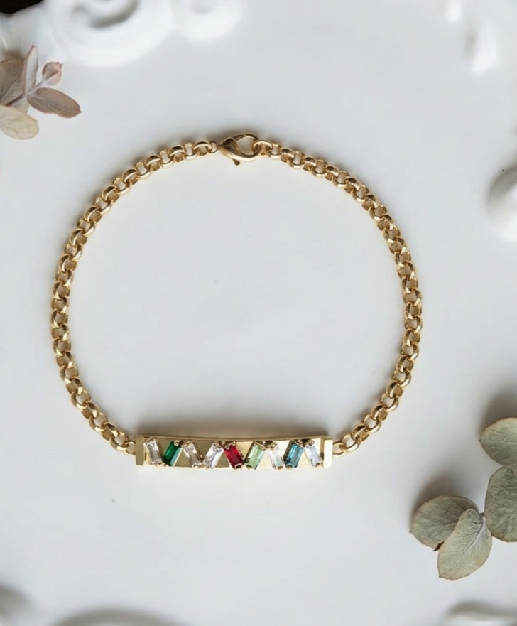 Multi-Jewel Bar Chain Bracelet