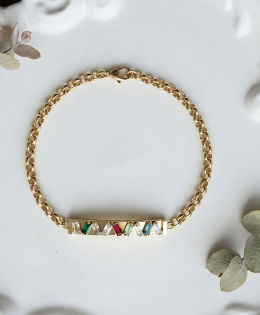 Multi-Jewel Bar Chain Bracelet