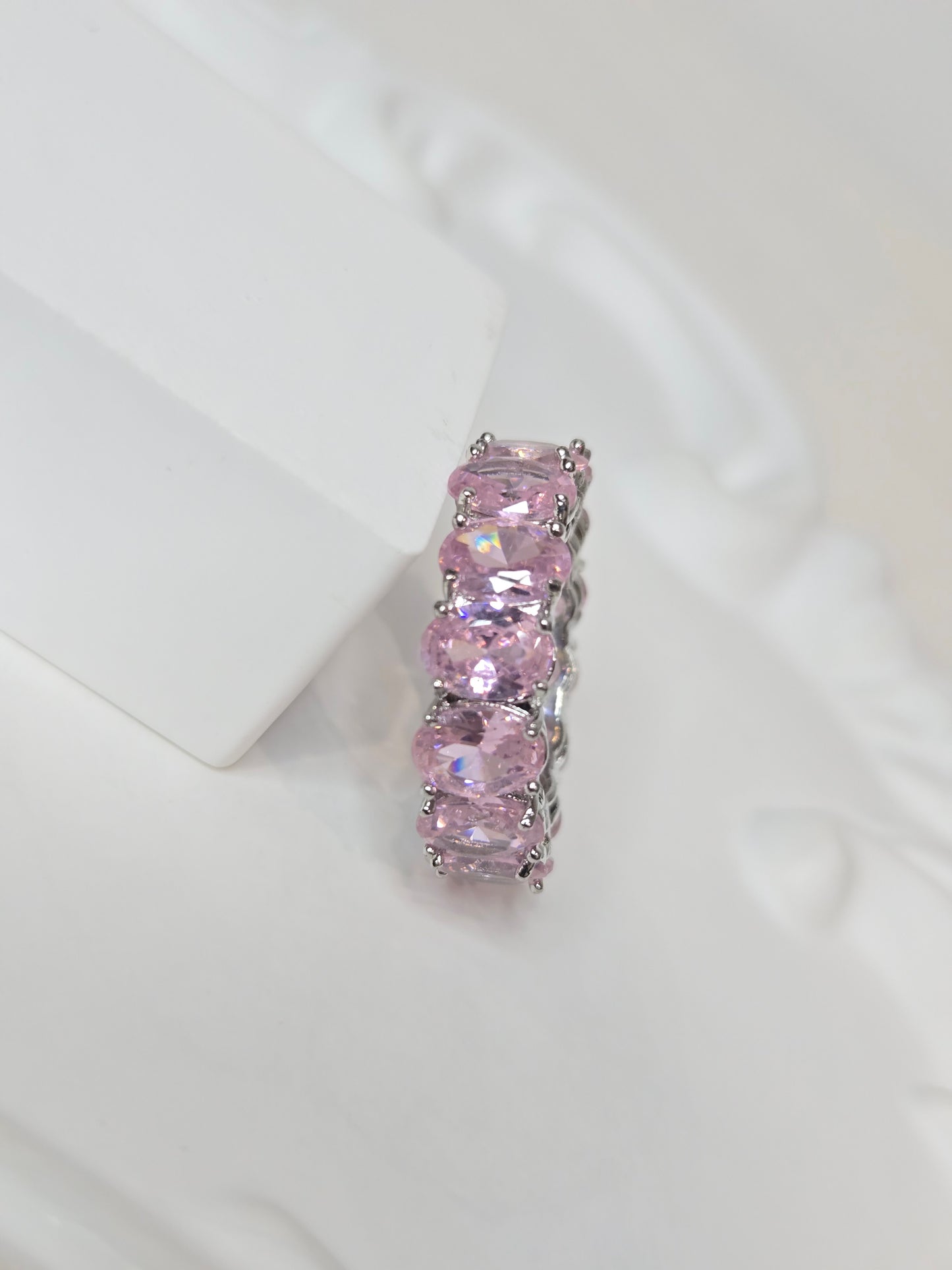 Baguatte cut style Pink Crystal Band Ring