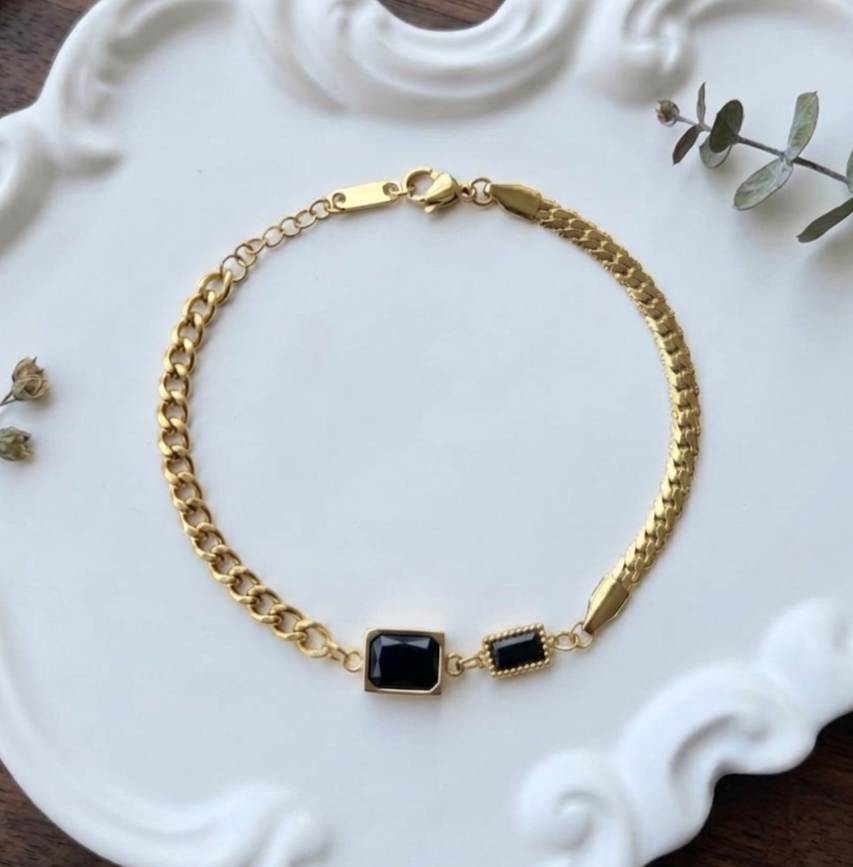 Geometric Cut Dual-Chain Bracelet