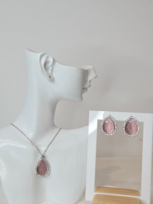 Monalisa Stone Locket and Earrings Necklace Pendant set