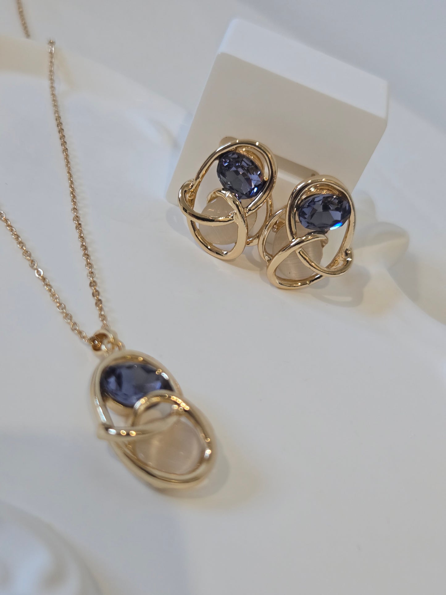 Blueberry Statement Necklace Earrings Pendant Set